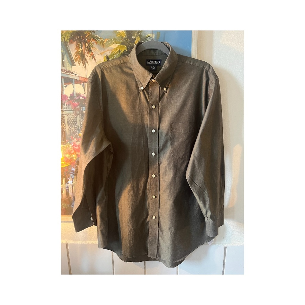 Mens Military Green Cotton work Office Business Conservative Button down Shirt